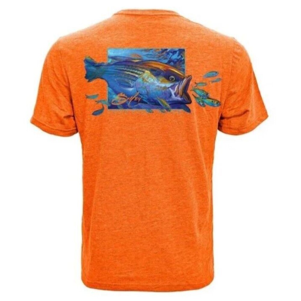 NEW! BASS Fishing TEE Striper Fish T-shirt Savlen Sportswear Levelwear RET: $30